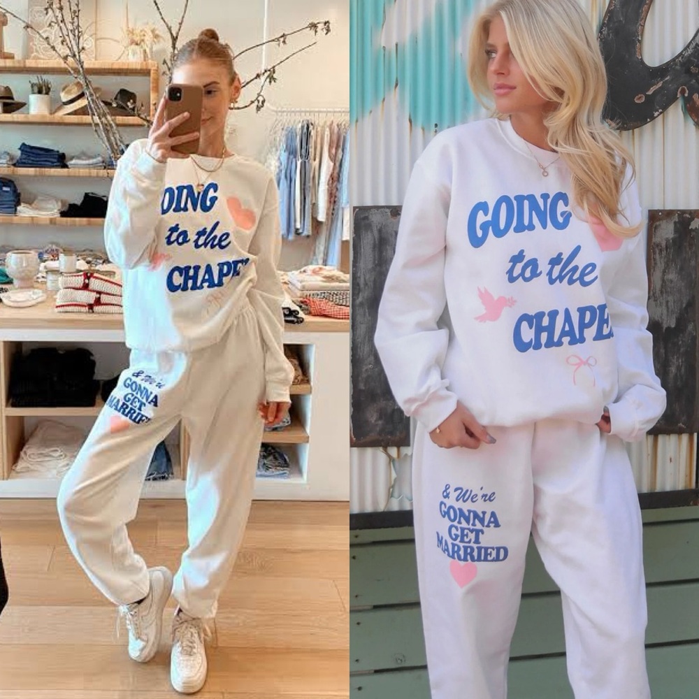 White and Blue Graphic Women's Sweatpants